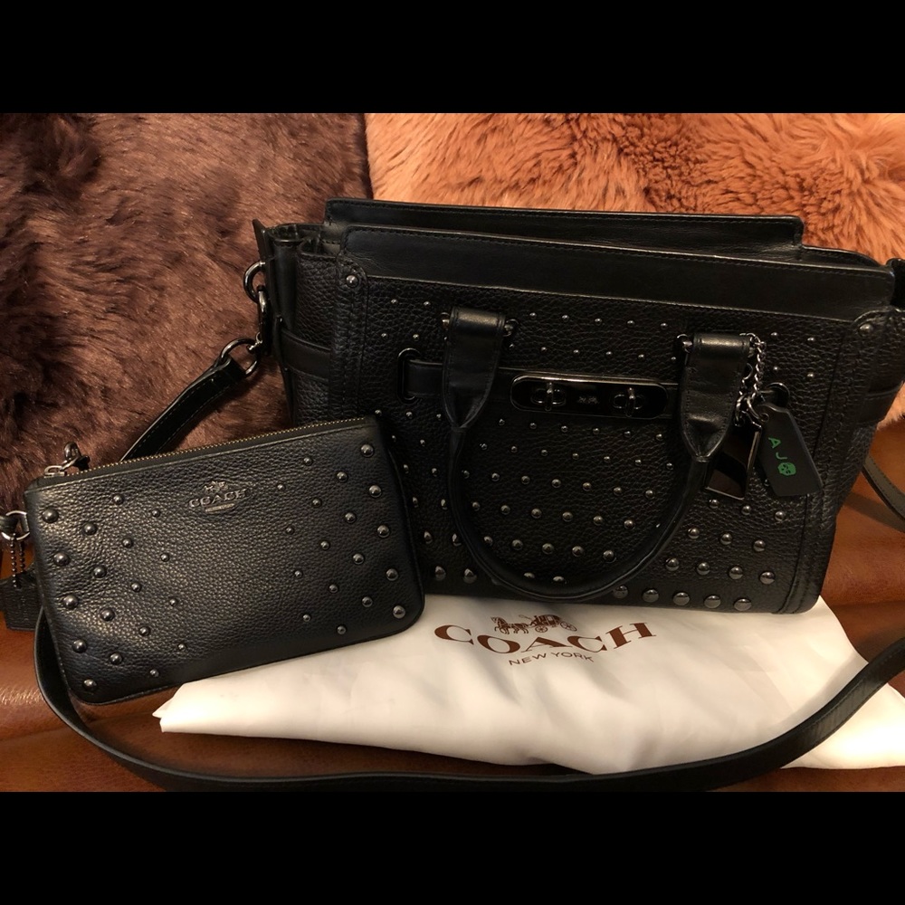 Coach ombré rivet leather handbag